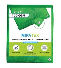 Mipatex Tarpaulin / Tirpal 9 Feet x 9 Feet 150 GSM (Green/White)